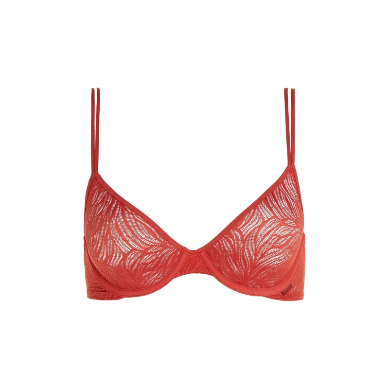 Image of Calvin Klein Marquisette Lightly Lined Demi Bra - Red Red 32B