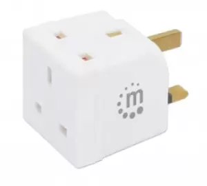 Image of Manhattan UK Double Plug Adaptor, x2 output (2-way), Plug Socket,...
