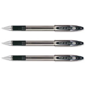 Image of Pilot G-3 Gel Rollerball Pen Refillable Rubber Grip 0.7mm Tip 0.5mm Line Black Pack of 12 Pens