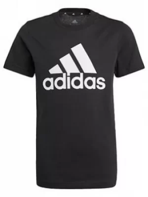 Image of adidas Boys Junior B Bl Tee, Black/White, Size 4-5 Years