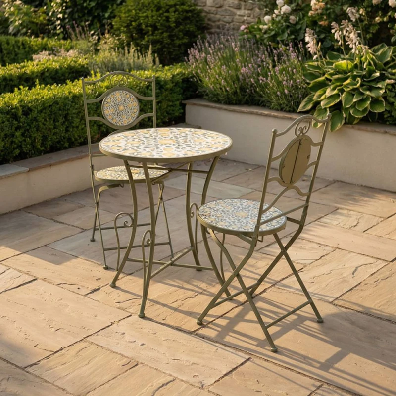 Image of Scottish Everlastings Ltd Lemon Mosaic Bistro Set Lemon Unisex