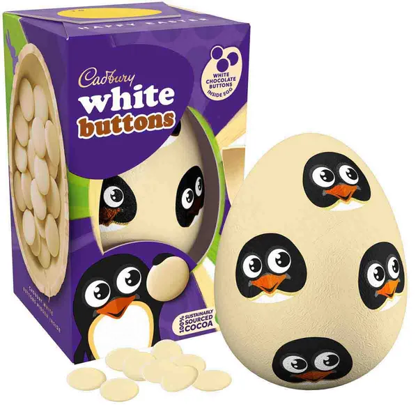 Image of Cadbury Gifts Direct Cadbury White Chocolate Buttons Egg (98g) 4241477