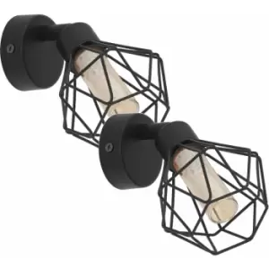 Image of 2 pack Wall 1 Spot Light Colour Black Steel Shade Amber Glass G9 1x3W Included