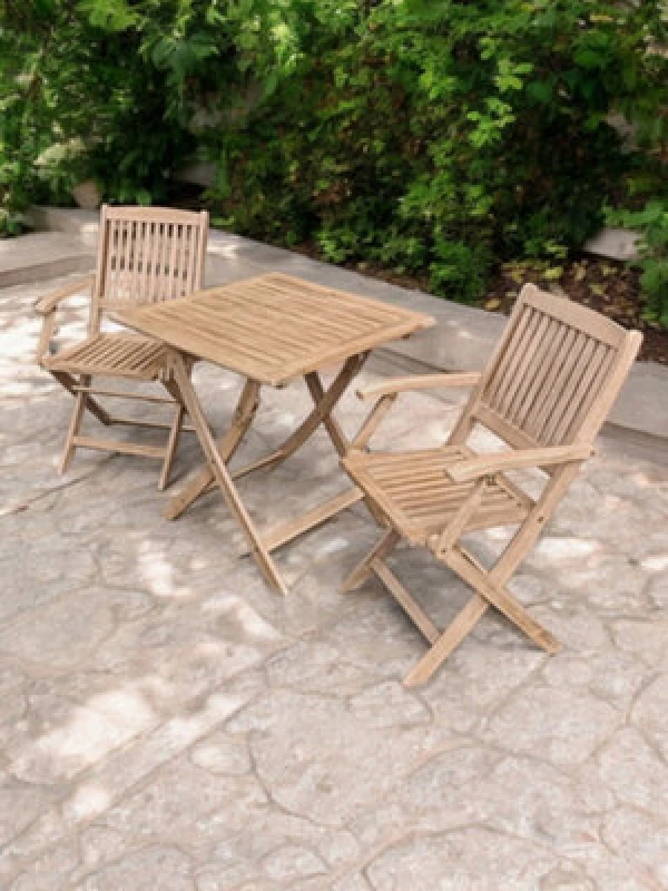 Image of Royalcraft London 70Cm Square Folding Bistro Set With 2 London Folding Armchairs