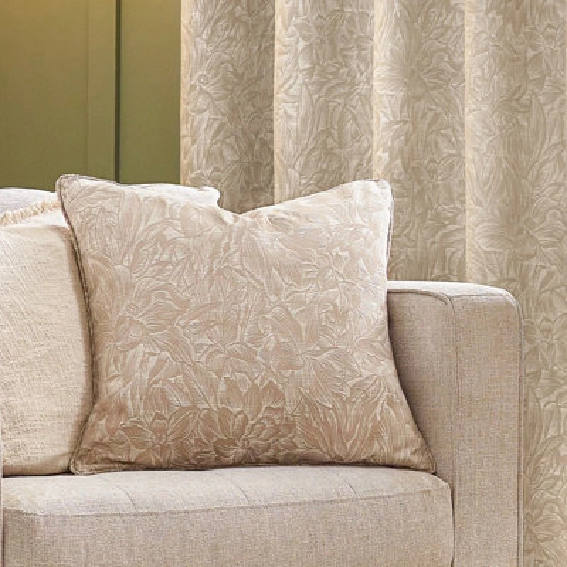 Image of Grantley Jacquard Piped Cushion Natural, Natural / 50 x 50cm / Polyester Filled