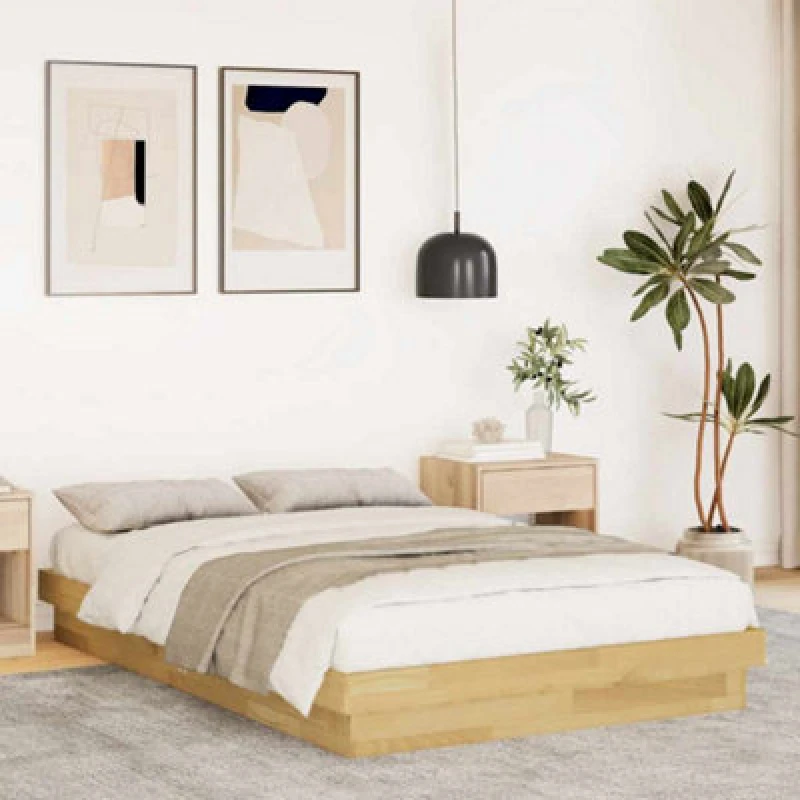 Image of Vidaxl Bed Frame Without Mattress 120X200 Cm Solid Wood Oak