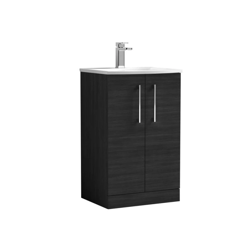 Image of Balterley Modern Bathroom 2 Soft Close Door Floor Vanity, Charcoal Black, 500mm in Black Unisex