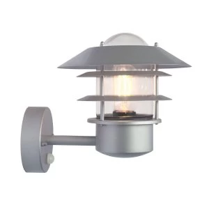 Image of 1 Light Outdoor Lantern Light Silver with PIR Motion Sensor IP44, E27