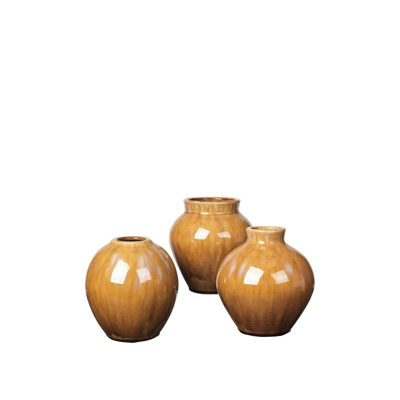Image of Broste Copenhagen Ingrid Set of 3 Vases - Yellow Yellow One Size