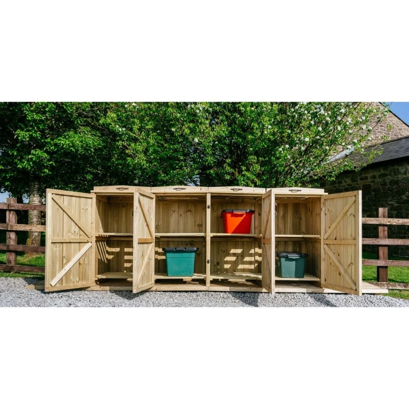 Image of Buttercup Farm Chatburn 8 Recycle Box Store - Timber - Fits 8 x Recycle Boxes in Brown Brown Unisex