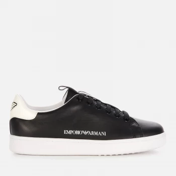 Image of Emporio Armani Leather Cupsole Trainers Black Size 6 Women