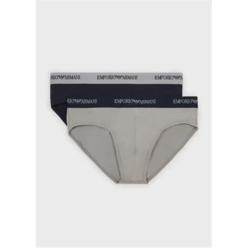 Image of Emporio Armani 2 Pack Essential Briefs Grey/Blue Size L Men