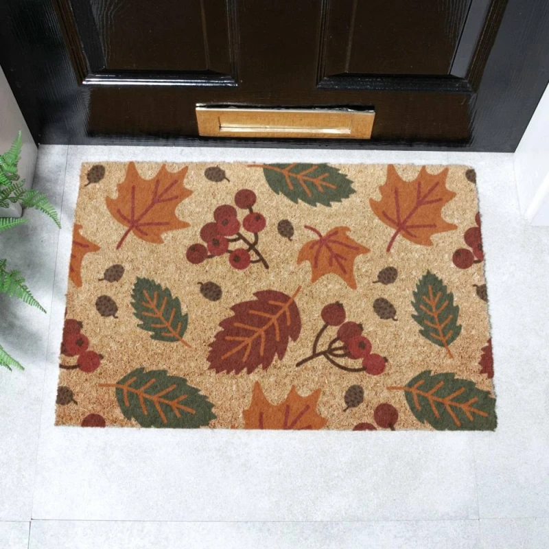 Image of Artsy Mats Autumn Leaves Doormat (60 x 40cm) Brown unisex