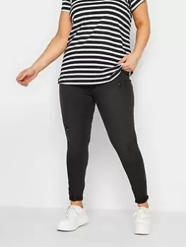 Image of Yours Grace Turn Up Ripped Jegging - Black, Size 20, Women