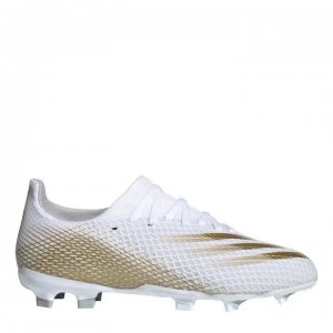 Image of adidas X Ghosted .3 Childrens FG Football Boots - White/MetGold