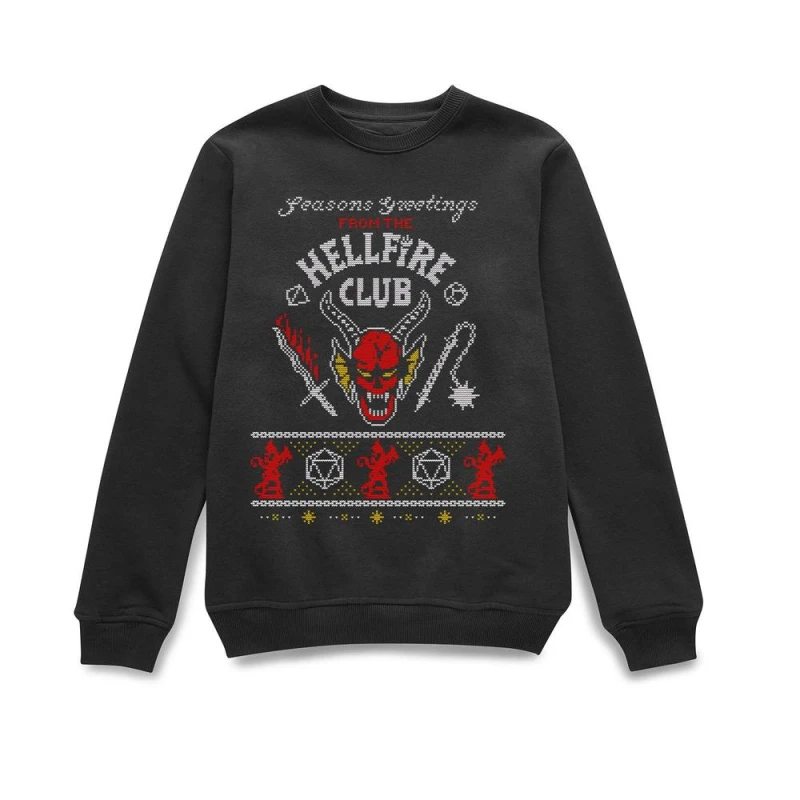 Image of Stranger Things Hellfire Club Christmas Christmas Jumper - Black - S