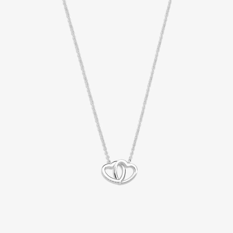 Image of Simply Silver Sterling Silver 925 Interlink Heart Necklace Jewellery Sets One Size Silver 72748111000