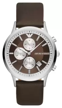 Image of Emporio Armani AR11490 Mens Chronograph Brown Leather Strap Watch