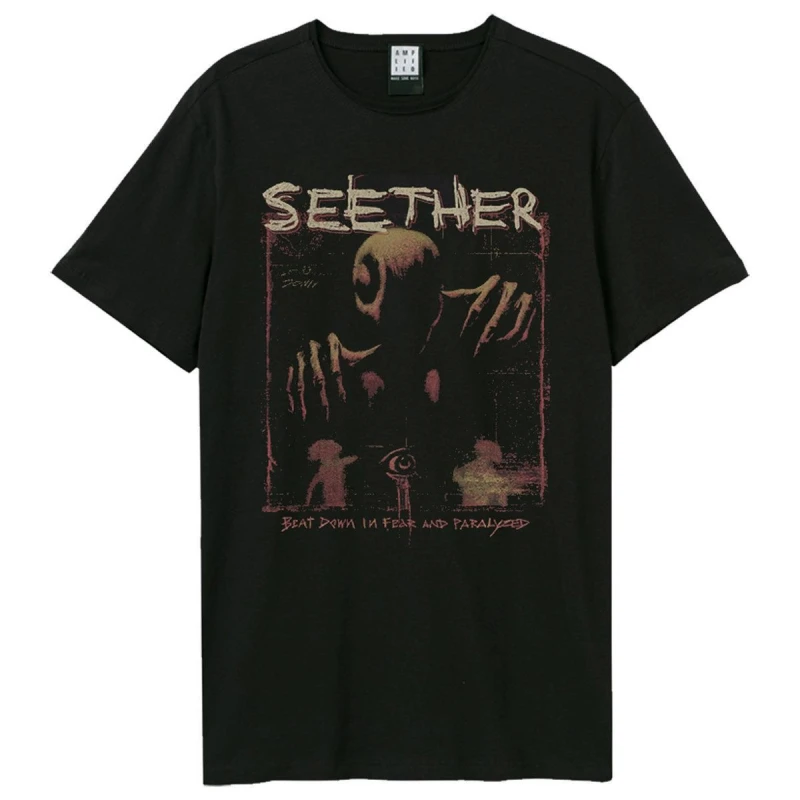 Image of Amplified Amplified Men Beat Down In Fear Seether T-Shirt in Black Size: X-Small Black XS Male 5063852070725