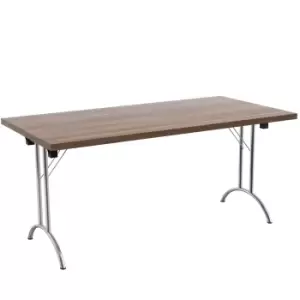 Image of Tc One Union Folding Table 1600 x 800 Chrome Frame Dark Walnut Rectangular Top