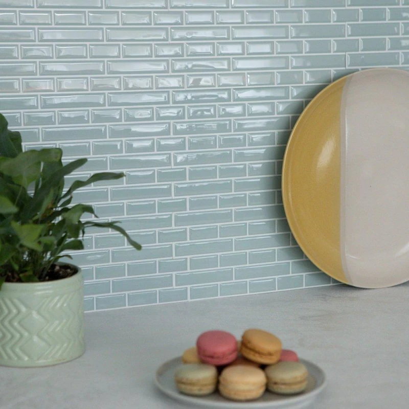 Image of Wall Pops Self Adhesive 3D Epoxy Tile Stickers Sea Glass Blue unisex 0.52 SQM