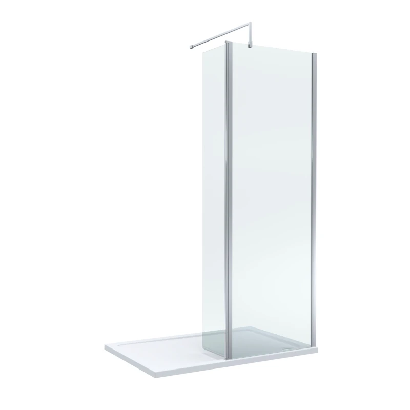 Image of Balterley 8mm Glass Wetroom Screen and Return Chrome and Tray 1200 x 800mm Silver