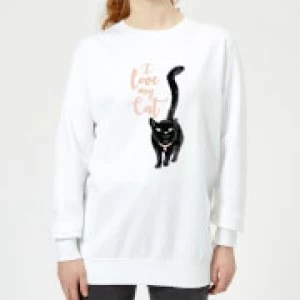 Image of Candlelight I Love My Cat Black Cat Womens Sweatshirt - White - 5XL