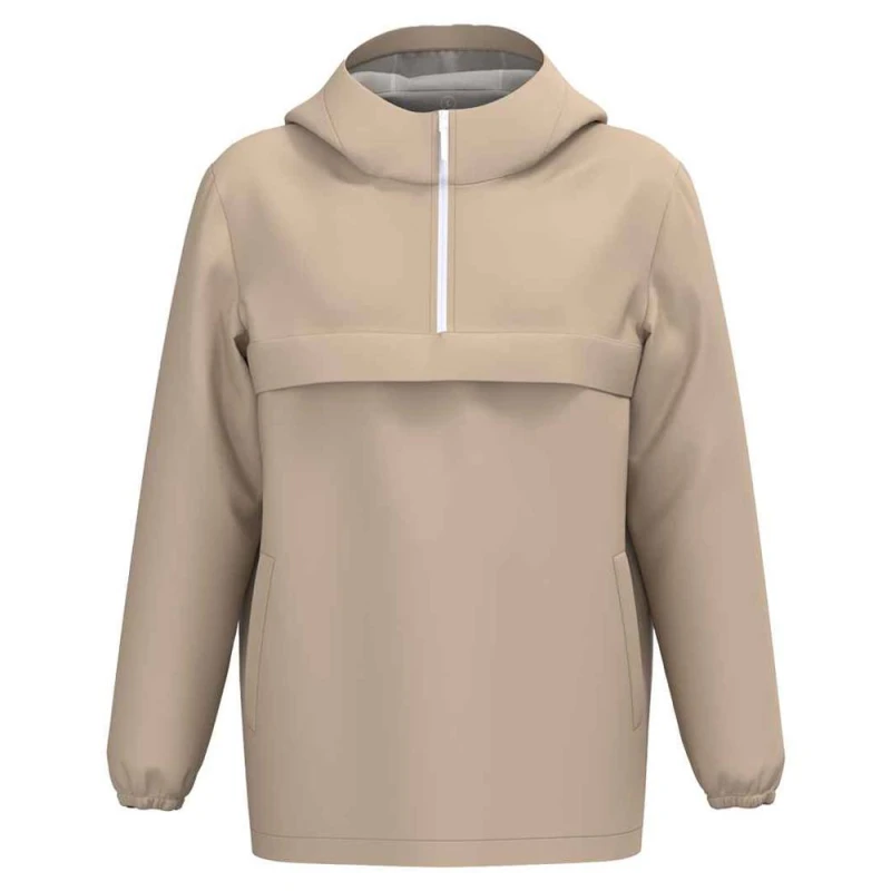 Image of Native Spirit Mens Waterproof Quarter Zip Windbreaker in Medium Beige Size: XS Medium Beige Male XS