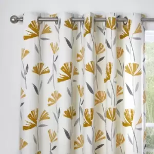 Image of Fusion Dacey Ochre Eyelet Curtains Ochre
