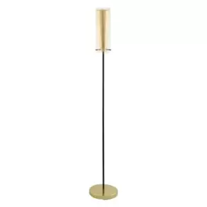 Image of Floor Lamp Light Colour Black Shade Inner Gold Outer Clear Glass Bulb E27 1x60W