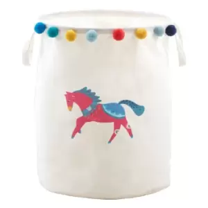 Image of Premier Housewares Mimo Eclectic Horse Laundry Bag - White