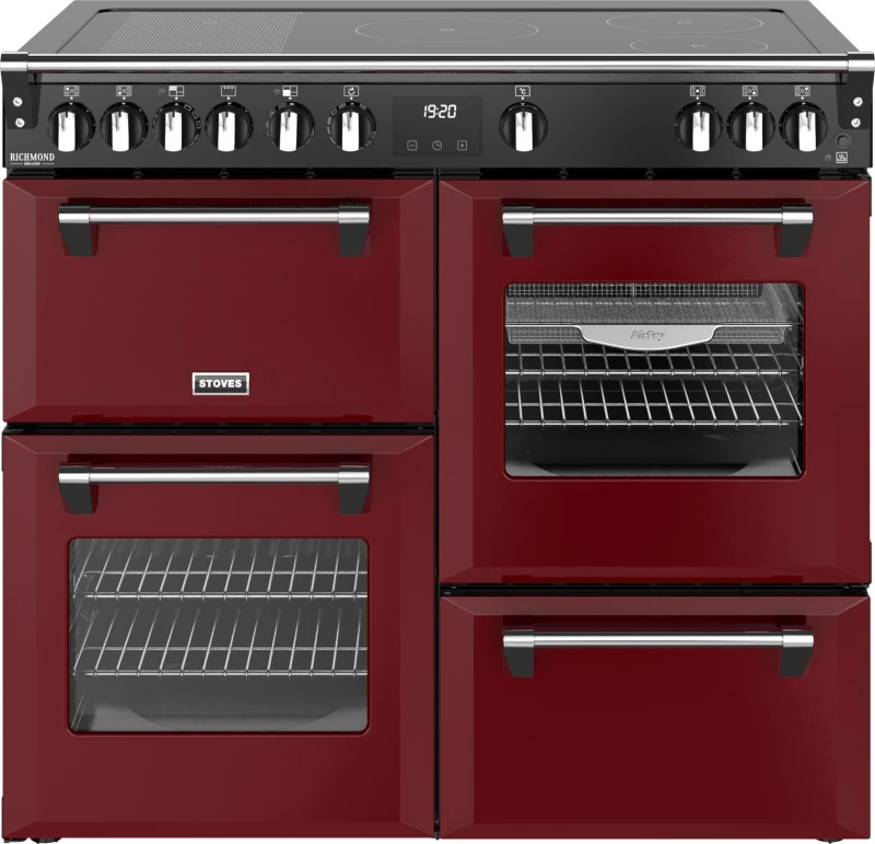 Image of Stoves Richmond Deluxe 100Ei 100cm wide Electric Range Cooker with Induction Hob - Garnet Red - A Rated