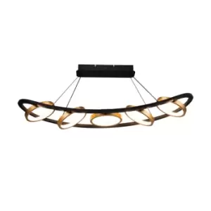 Image of Geneseo Linear Ceiling Pendant, 5 Ring, 36W LED, 3200K, 2200lm, Satin Black, Gold