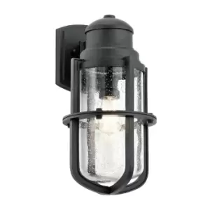 Image of Outdoor IP44 1 Bulb Wall Light Lantern Textured Black LED E27 60W d01819