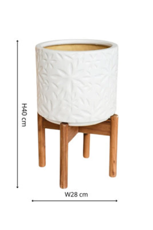 Image of Ivyline Aspen Flower White Planter H40Cm D28Cm