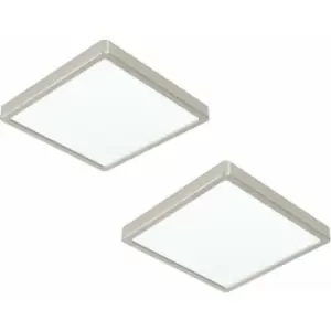 Image of 2 pack Ceiling Light Satin Nickel 285mm Square Surface Mounted 20W LED 3000K