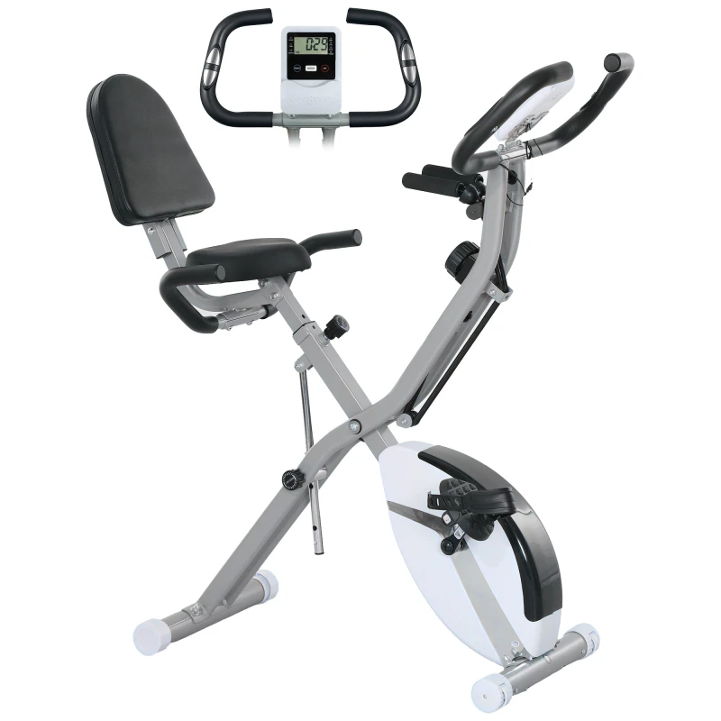 Image of SPORTNOW Folding Exercise Bike with Arm Bands and Hand Pulse Sensor - White TJ Hughes 5063603905146