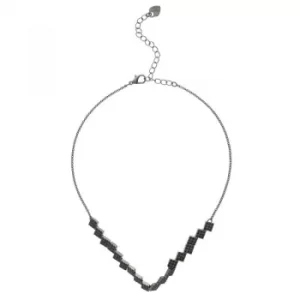 Image of Ladies Lipsy Black Ion-plated Steel Square Pave Choker Necklace