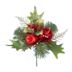 Image of Premier Holly and Apple Plastic Pick Christmas Decoration (One Size) (Green/Red) - Green/Red
