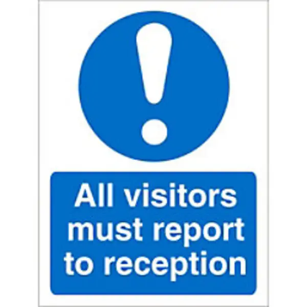 Image of Stewart Superior Seco Mandatory Safety Sign All Visitors Must Report to Reception Semi Rigid Plastic 150 x 200mm - M227SRP150X200 M227SRP150X200