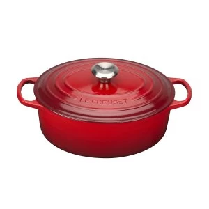 Image of Le Creuset Signature Cast Iron Oval Casserole 29cm Cerise