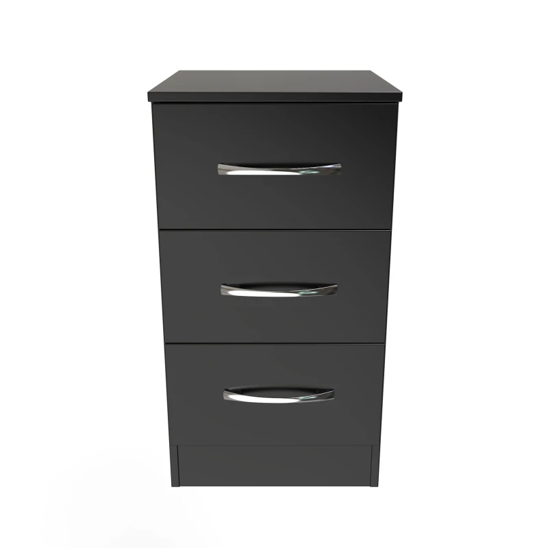 Image of Ready Assembled 2 U Hampshire 3 Drawer Bedside Cabinet (Ready Assembled) in Black Unisex