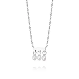Image of Daisy London 925 Sterling Silver Treasures Seed Pearl Trio Necklace Sterling Silver