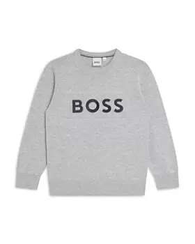 Image of Boss Kidswear Boys' Combed Cotton Logo Sweater - Big Kid