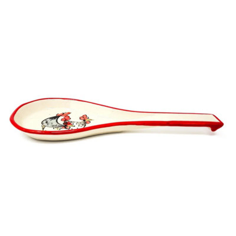Image of Verano Spanish Ceramics Farmhouse Hand Painted Ceramic Kitchen Dining Utensil Spoon Rest (L) 27cm Multi unisex