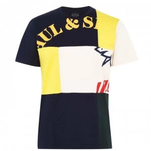 Image of Paul And Shark Colour Patch T Shirt - Navy 235