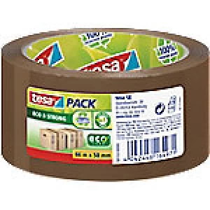 Image of tesapack Packaging Tape Eco & Strong, PP 50 mm x 66 m Brown