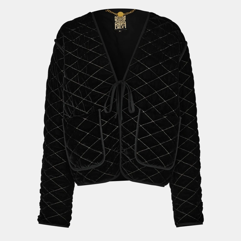 Image of Biba Womens Vel Sparkle Quilted Jacket Black female 10 (S)