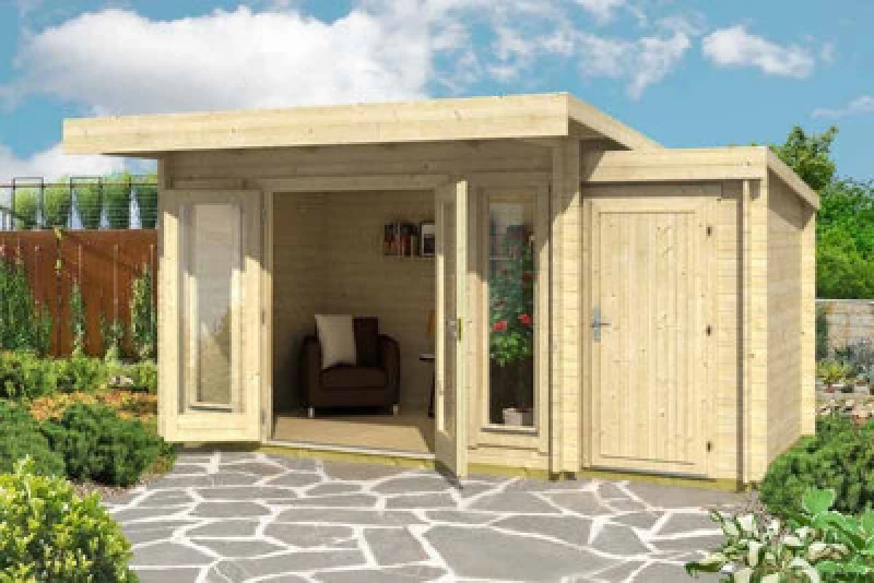 Image of Lasita Maja Bike Extension 2000-Log Cabin, Wooden Garden Room, Timber Summerhouse, Home Office - L130 X W220 X H210.9 Cm