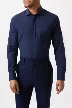 Image of Mens Navy Slim Fit Performance Formal Shirt